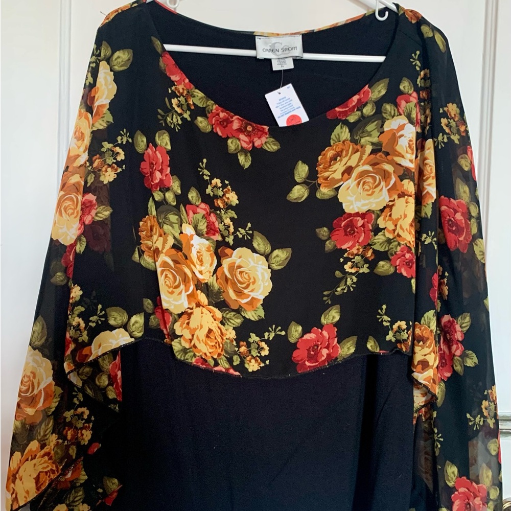 Caren sport long floral blouse